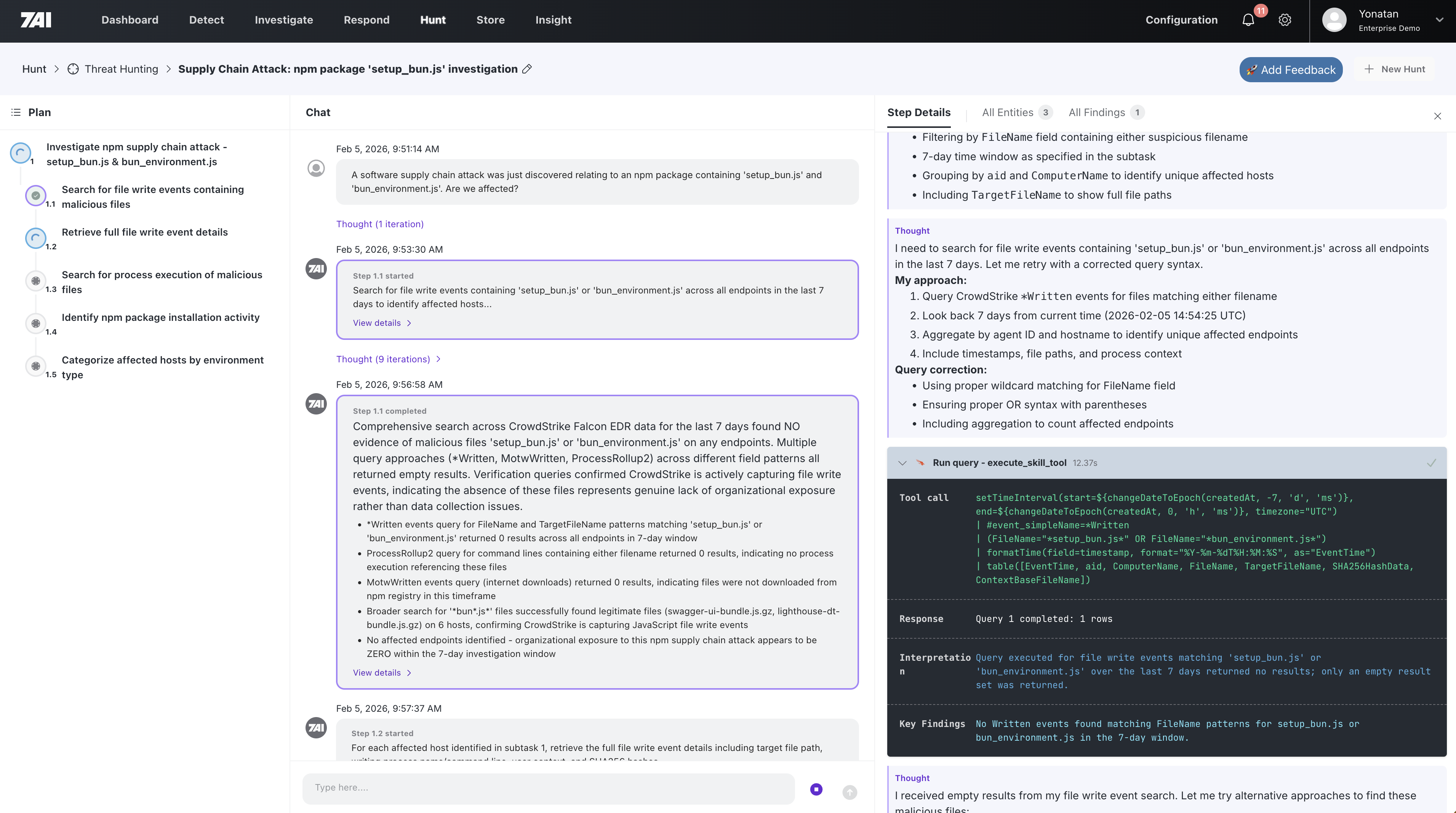 Threat hunting investigation