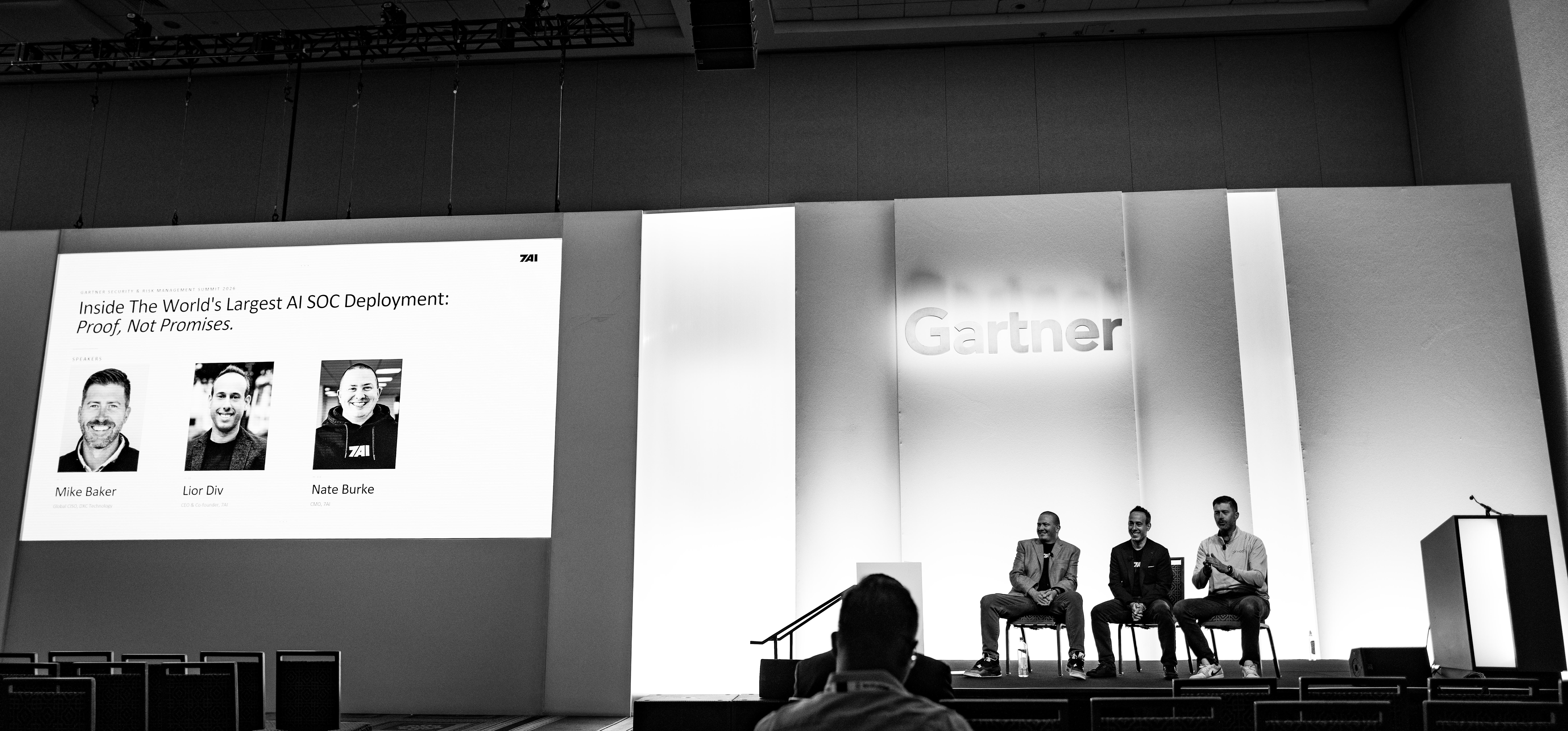 Mike Baker, CISO of DXC Technology, on stage at Gartner 2026