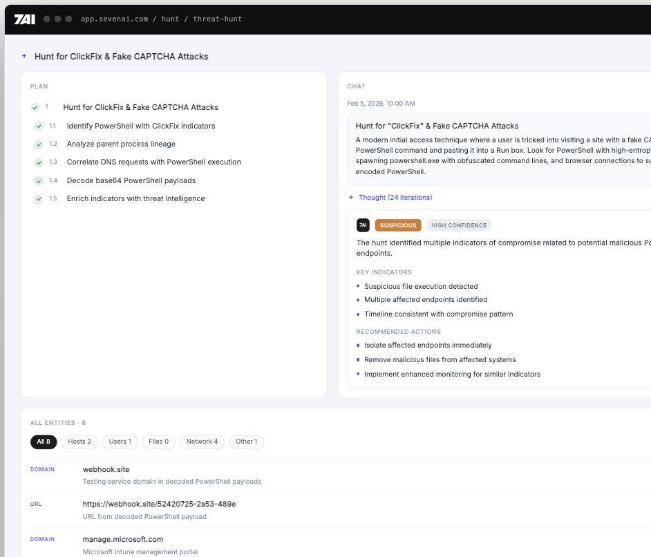 7AI ad hoc threat hunt